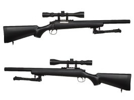 Airsoft sniper MB02D + puškohľad a dvojnožka, čierna [Well]