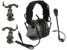 Taktický headset na prilbu aj na hlavu s mikrofónom HD-20 Gen.5 - olivový [WoSport]