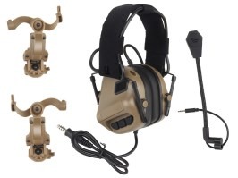 Taktický headset na prilbu aj na hlavu s mikrofónom HD-20 Gen.5 - TAN [WoSport]